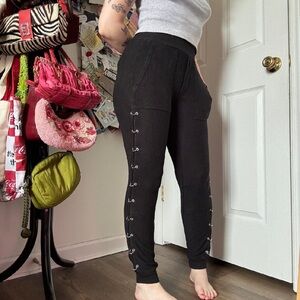 KOOPLES X SPORT PIERCING WOMENS BLACK LEGGINGS SMALL